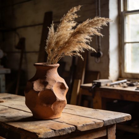 Rustic Handcrafted Irregular Pottery Decorative Vase